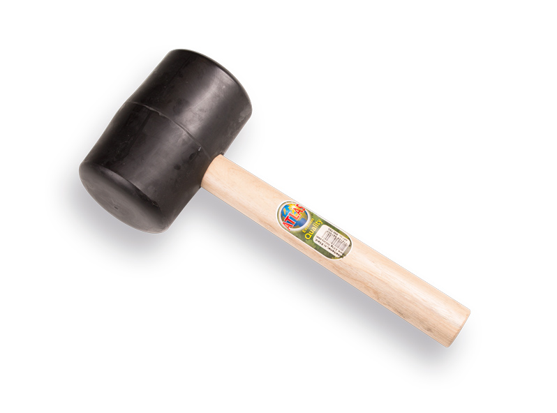 Atlas Rubberhamer nr. 9 hard Ø100mm 2 KG, 90 shore met houten steel