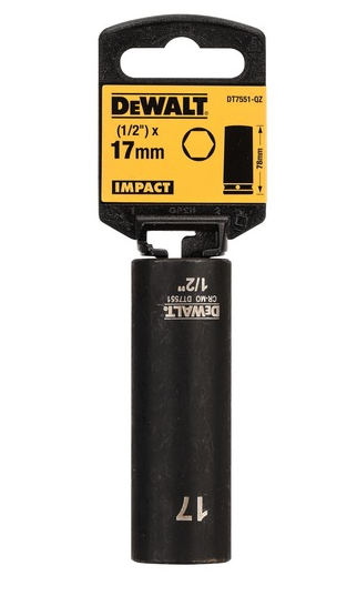 DeWalt 17mm 1/2" Impact Socket (Deep)