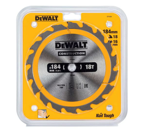 DeWalt Cirkelzaagblad 184 x 16 mm 18T ATB 20°