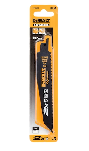DeWalt Reciprozaagblad - 152 x 4,2mm - Hout met spijkers (5st)