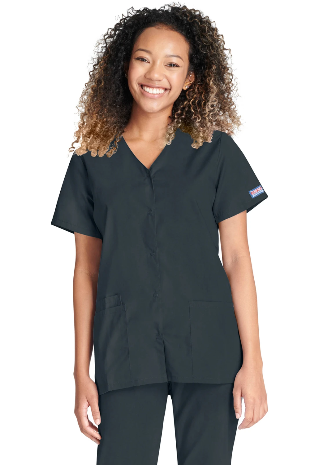 Cherokee Snap Front V-Neck Top