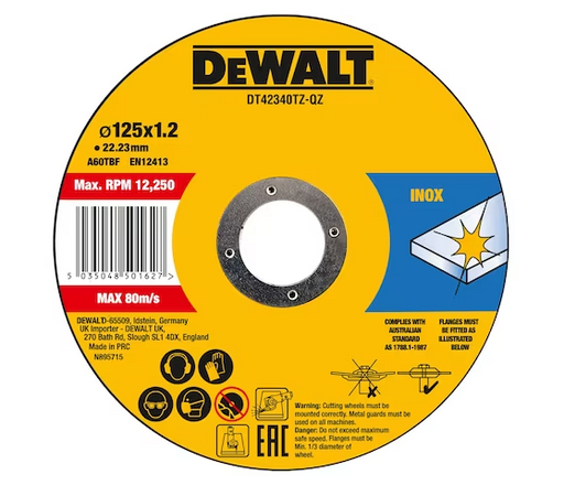 DeWalt Doorslijpschijf 125 x 22.23 x 1.2 mm 10 stuks in blik