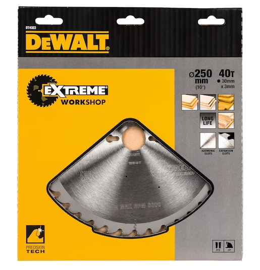 DeWalt Extreme Cirkelzaagblad - 250 x 30 x 40T - Hout / MDF