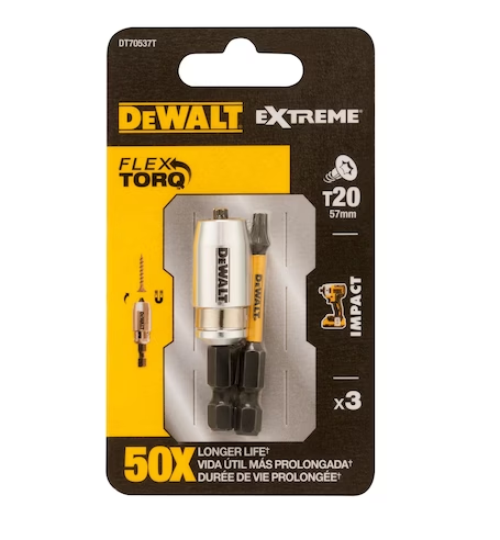 DeWalt Impact Schroefbits 2 x T20 en Magnetisch Screwlock Omhulsel