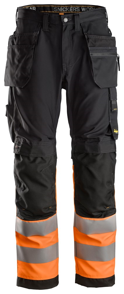 Snickers AllroundWork Klasse 1 High-Vis Werkbroek met Knie- Holsterzakken