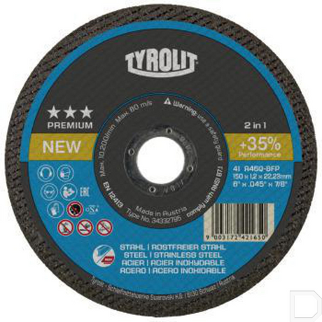 Tyrolit Doorslijpschijf A46Q-BFP T41 Staal/Inox